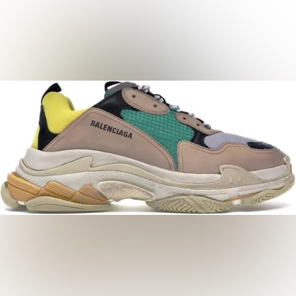 Balenciaga Triple S Sneaker Beige Green Yellow Size 9 US - Picture 2 of 7